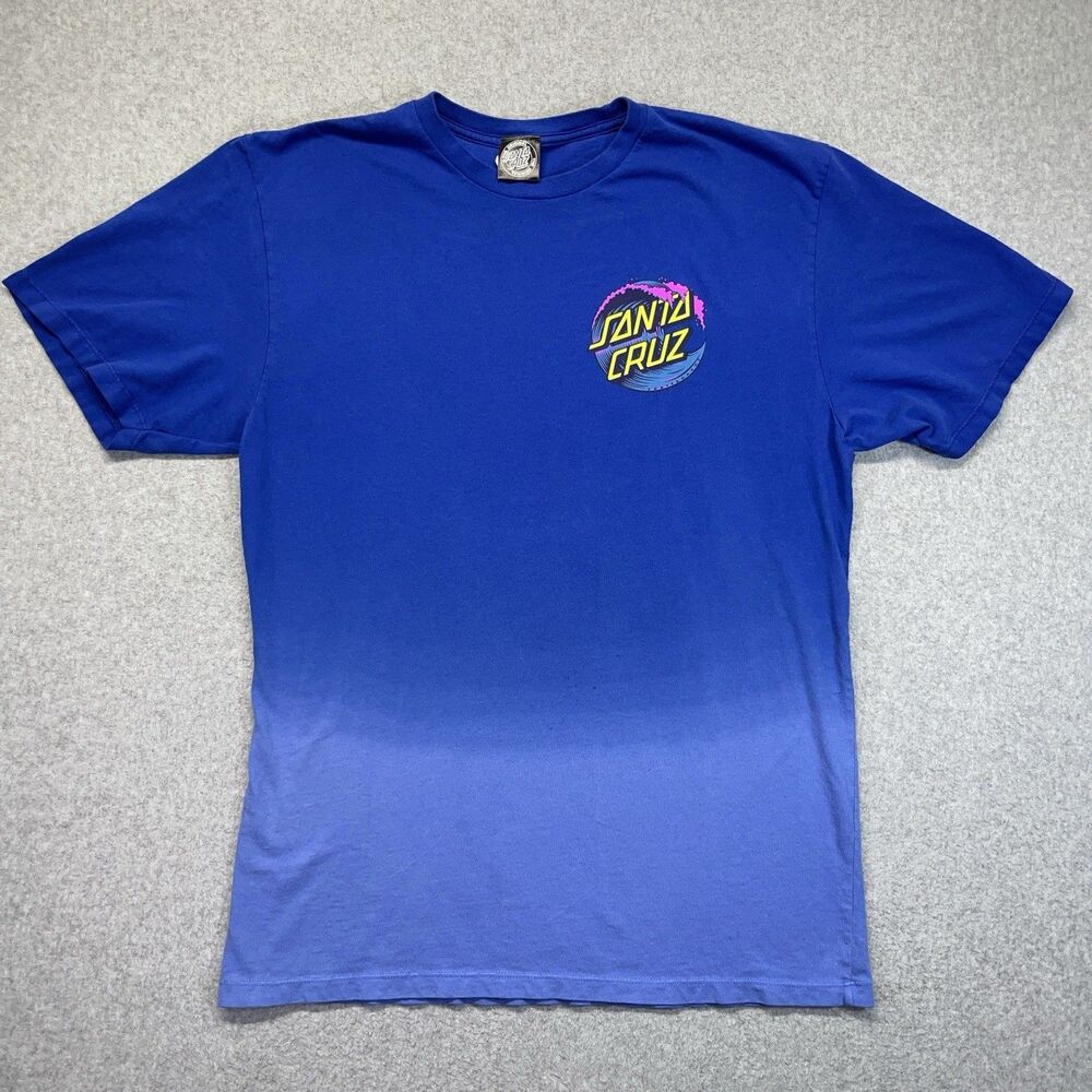 Santa Cruz T-Shirt Men’s Large Blue Ombre Front Back Graphic Skatewear